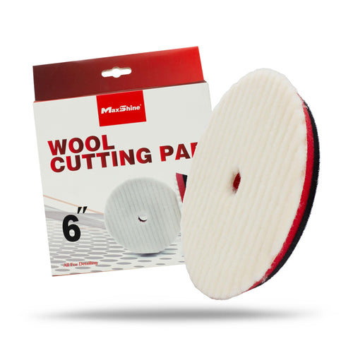 6" Maxshine Universal Wool Buffing Polishing Pad for Cutting – 100% Natural Wool with Hook & Loop – DA Polisher Compatible – Aggressively Removes Scratches, Swirls & Oxidation