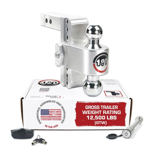 Weigh Safe Adjustable Hitch Trailer Ball Mount, 6" Adjustable Drop Hitch for 2" Receiver w/ 2 pc Keyed Alike Lock Set, Heavy Duty Aluminum Trailer Tow Hitch w/ Chrome Plated Tow Balls, 12,500 lbs GTW