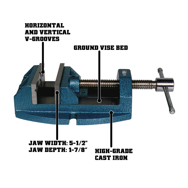 Wilton Drill Press Versatile Vise, 5-1/2" Jaw Width, 5" Max Jaw Opening, Continuous Nut (Model 1360)