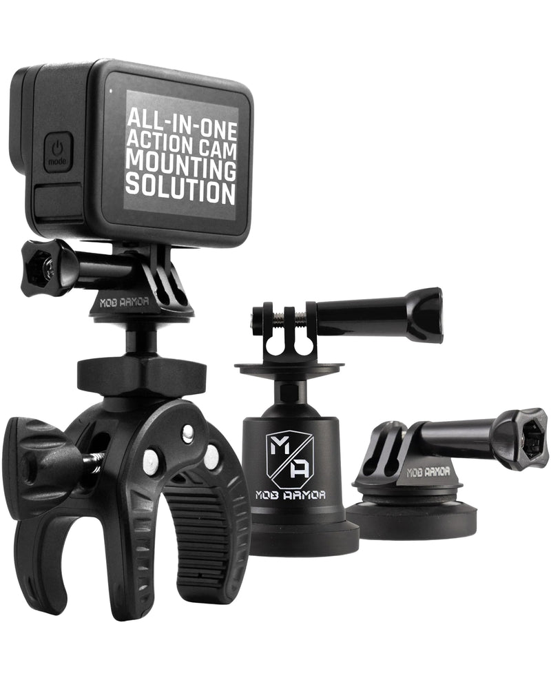 Mob Armor Accessory Kit Action Camera - Complete Bundle with Adjustable Claw Grip, Magnetic Holders, Steel Mounting Plates, and Travel-Friendly Nylon Case for On-The-Go Filming
