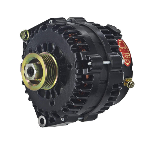 Alternator Powermaster 8-58539-103 Black (215A 6 Groove Pulley Side Bat Post with Spacers 1 Wire)