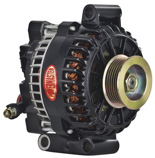 Black Powermaster 58253 Alternator (6G 200A 6 Groove Pulley Large Frame Trans Mating"Mustang" LI-SIG-AS Regular)