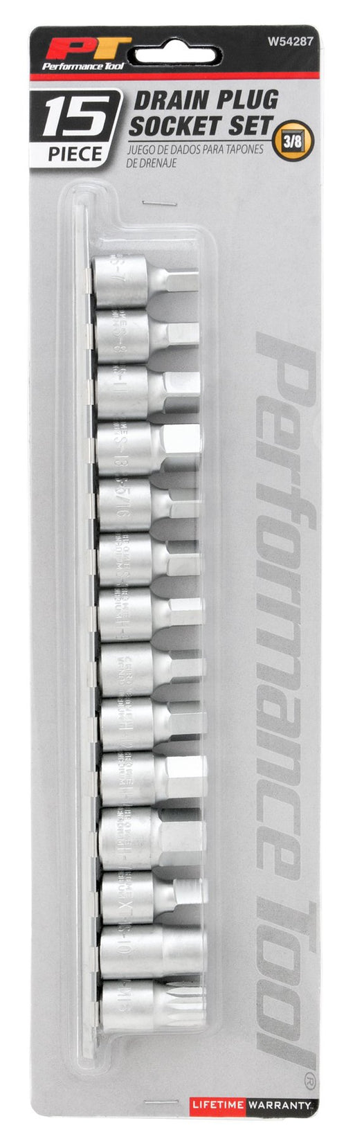 15-Piece Performance Tool W54287 Drain Plug Socket Set With 11mm & 13mm Square Drive For Subaru Differentials, Silver