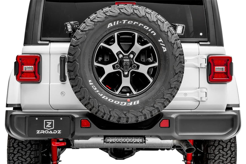 ZROADZ LED Bracket Rear Tire - Compatible w/ 2019-2022 Jeep JL - to Mount (2) 3 Inch LED Pod Lights - Mild Steel Gloss Black Finish - Bolt-On Easy Installation - PN #Z394951