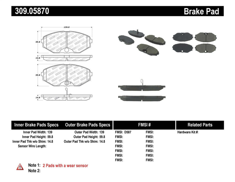 Sport Brake Pads StopTech 309.05870 with Shims