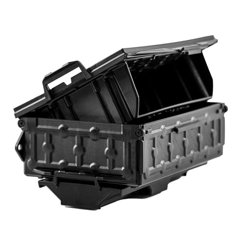 TracPak YakAttack with PicPocket QuickDraw - Black | Track Mount Storage Box with Spring-Loaded Lid | Quick Release Base & Labels Included | Vertical or Horizontal Mount | Made in USA
