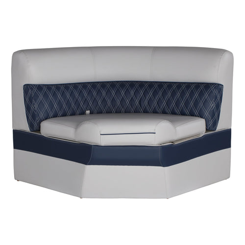 Lippert 36" Radius Corner Pontoon Seat Sunset Collection, Contoured Foam Cushioning, Durable Marine-Grade Vinyl, Built-In Dry Storage, Poly Frame, 49"L x 28"W x 30"H - 2024021322