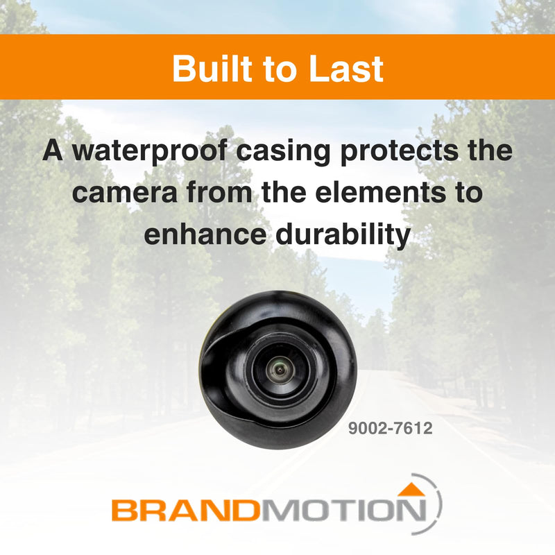 Universal Snap-in Brandmotion Adjustable Bullet Camera 9002-7612 | Waterproof Case | Color Image with Automatic White Balance | Parking Grid Lines Available | Low Profile Flush Mount