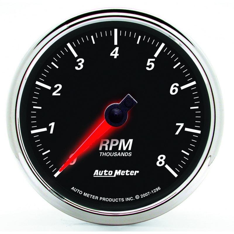 Auto Meter 3-3/8" Designer Black II 8000 RPM In-Dash Tachometer Gauge