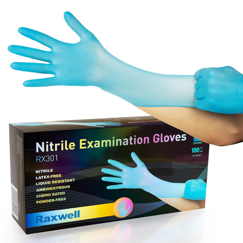Blue Raxwell Nitrile Gloves Disposable Latex Free Medium | 4 Mil Nitrile Medical Gloves | 100 Count Powder Free, Disposable, Food Grade & Safe | Food Lab & Veterinarian Grade