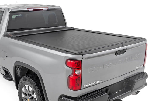 Rough Country Tonneau Retractable Truck Bed Cover for Chevy Silverado & GMC Sierra 2500HD/3500HD (2020-2025) - Fits 6'9 Bed, Weather-Resistant, Sleek Sliding Design