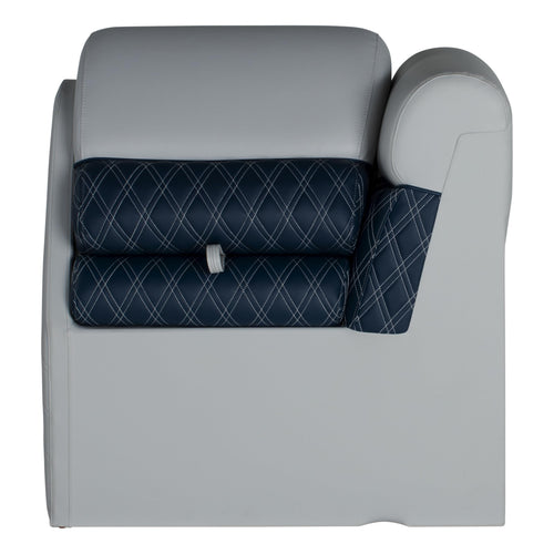 Lippert Lean Back Sunset Collection Pontoon Chaise Right, Ergonomic Foam Cushioning, Marine-Grade Vinyl, Hinged Seat with Dry Storage, Corrosion-Resistant Hardware, 31"L x 32.25"W x 18"H - 2024024098