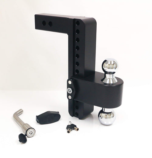 CTB102KACERBLA Weigh Safe, 10" Drop 180 Hitch w/ 2" Shank/Shaft, Adjustable Aluminum Trailer Hitch & Ball Mount, Chrome Plated Combo Ball (2" & 2-5/16") Keyed Alike Lock Hitch Pin CERAKOTE Black