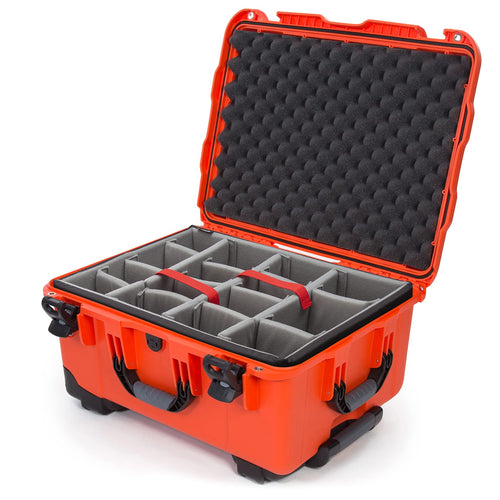 NANUK Waterproof Hard Case 950 with Wheels and Padded Divider - Orange