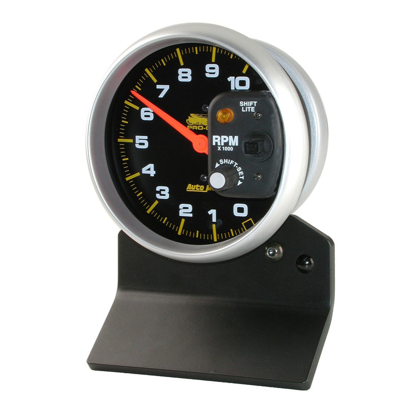 Tach, AutoMeter Gauge, 5", 10K RPM, W/Shift-Lite 2 & 4 Cylinder, Black, Pro-Cycle (19208)