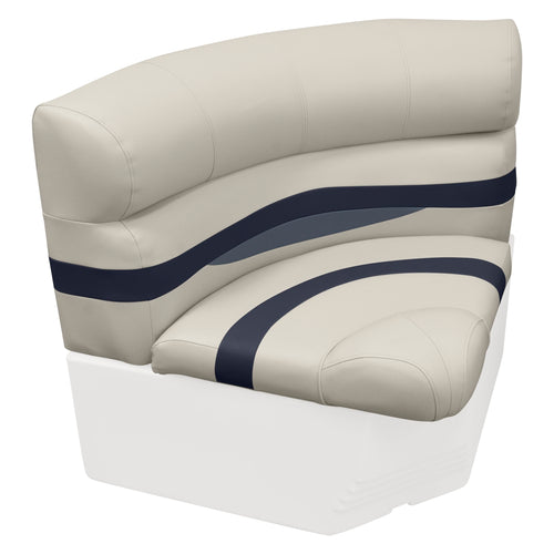 Wise Premier Series BM11028-986 Pontoon 28" Radius Corner Seat Cushion Set, Platinum/Spectra Navy/Cobalt