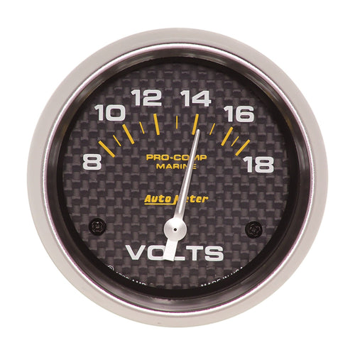 Voltmeter AutoMeter 200757-40 Gauge, 2 5/8", 18V, Electric, Marine Carbon Fiber