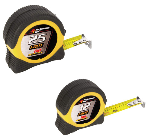 25-foot and 12-foot Performance Tool W5025BP Tape Measure Combo