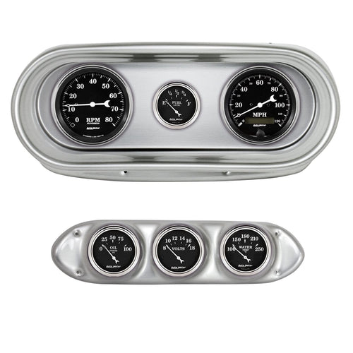AutoMeter Dash Kit Direct Fit, Nova 62-65, Tach/Mph/Fuel/Oilp/Wtmp/Volt, Old TYME Black (2127-07)