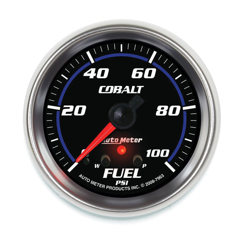 Auto Meter Cobalt 2-5/8" 0-100 PSI Full Sweep Electric Fuel Pressure Gauge 7963