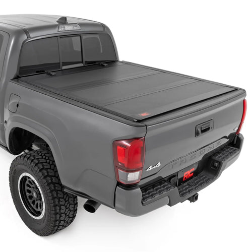 Rough Country Tonneau Cover Hard Flip-Up for Toyota Tacoma (2016-2023) - Fits 5' Bed, Tri-Fold Aluminum Truck Bed Cover, Weatherproof w/Full Bed Access