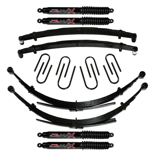 Skyjacker Suspension Lift Kit C140AKSD-B w/Shock Black MAX Shocks 4 in. Lift For Use w/56 in. Rear Springs Incl. Front/Rear Springs Front/Rear U Bolt Kits Bushing Kit