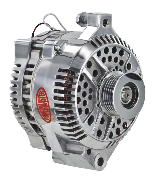 Alternator Powermaster 677591 Polish (3G 200A 6 Groove Pulley Large Frame Mating with Regular Adapter Harness 1 wire)
