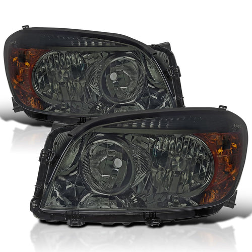 Smoke Spec-D Tuning Headlights Compatible with 2006-2008 Toyota RAV4, Left + Right Pair Headlamps Assembly