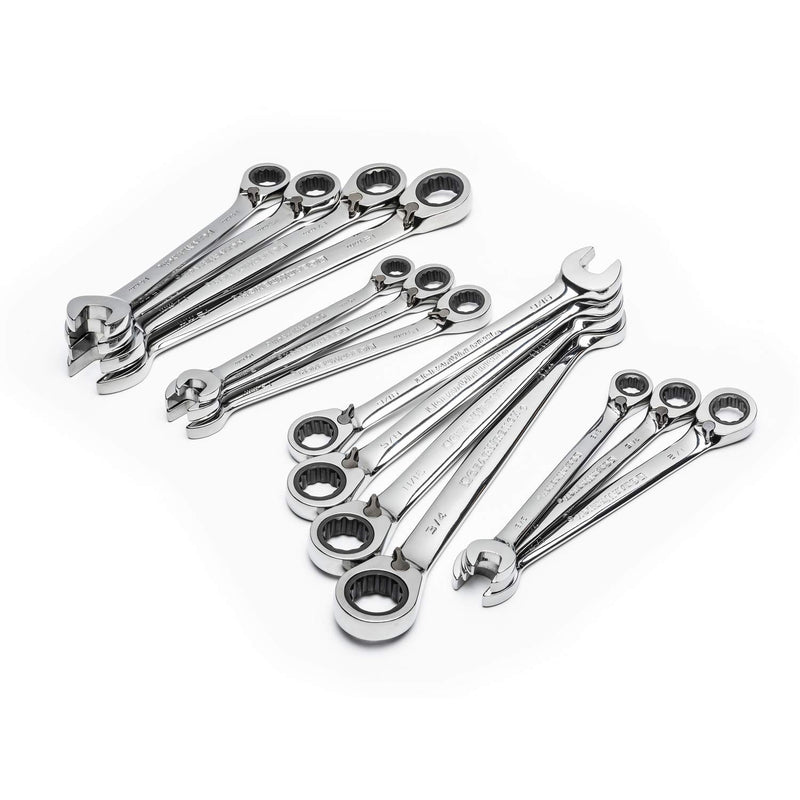 12 Pt. GEARWRENCH 14 Pc. Reversible Ratcheting Combination Wrench Set, SAE/Metric - 85142