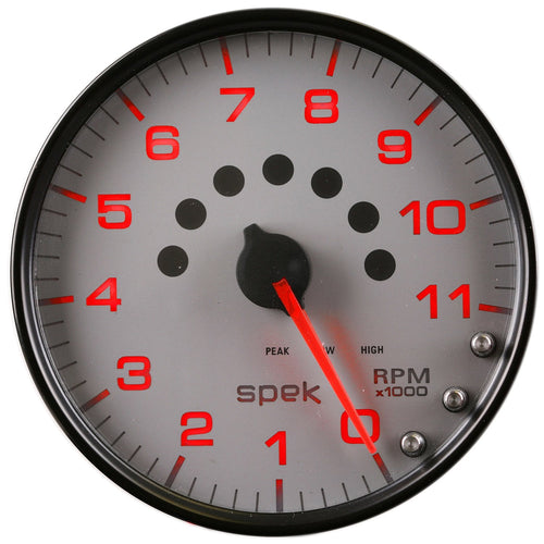 Gauge, AUTO METER P23922, Tachometer, 5", 11K RPM, W/Shift Light & Peak Mem, Silver/Black, Spek-Pro