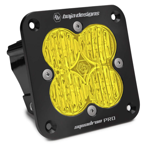 Baja Designs Flush Mount Squadron Pro Black Auxiliary LED Light Pod (Wide Cornering Lens; Amber)