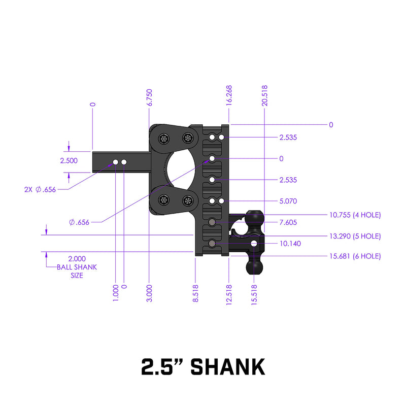 GEN-Y Heavy Duty Hitch Tow for 2.5" Receiver - 7.5" Drop/Rise with 5 Adjustable Positions, Includes Dual Ball Mount, Pintle Lock and Pins, 16,000 lbs Towing Capacity, 1,700 lbs Tongue Weight
