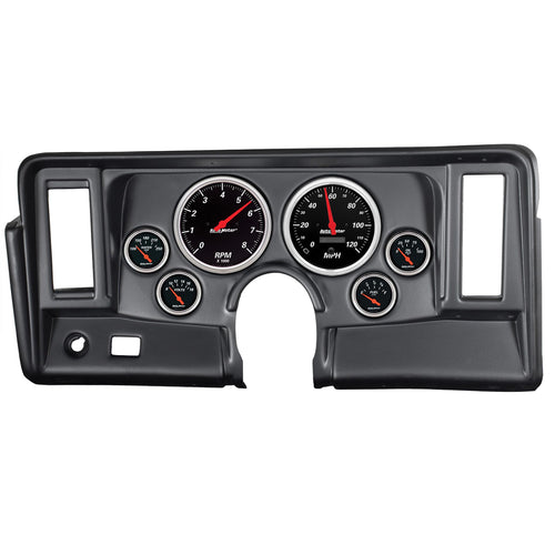 Auto Meter Gauge Kit 7024-DB, 6 Pc, Nova 69-76, Tach/Mph/Fuel/Oilp/Wtmp/Volt, Designer Black