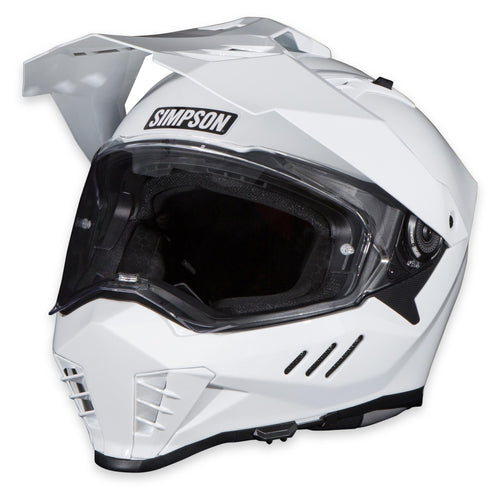 Simpson Bandit Xcursion Motorcycle Helmet - White - Small | Off Road Dirt Bike UTV Motocross ATV | Full Face | Removable Peak | Clear Pinlock Anti-Fog Visor Shield | DOT ECE Certified (XB1SM)