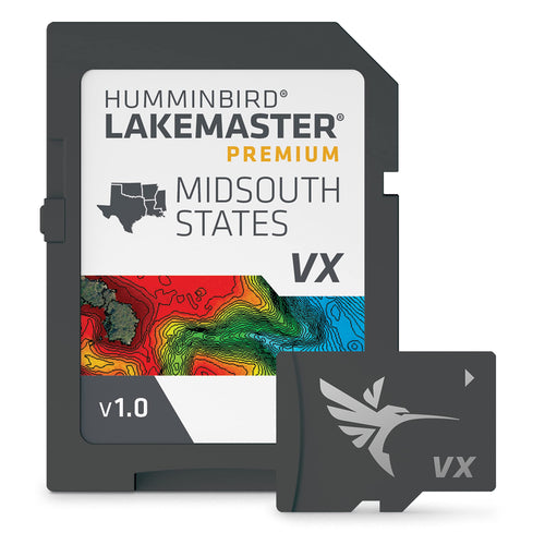 Humminbird Premium LakeMaster Midsouth States V1 Map SD Card for Fish Finders