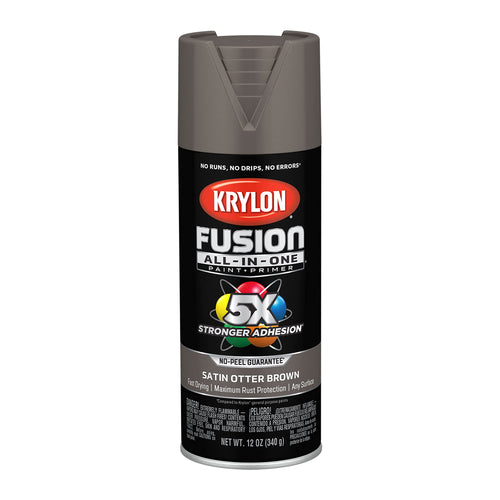 Krylon All-In-One Fusion Adhesive Spray Paint for Indoor/Outdoor Use, 12 oz, Otter Brown