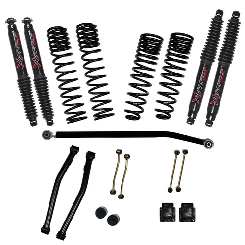 Skyjacker Coil Spring Leveling Kit G351KBLT w/Shocks 3.5 in. Dual Rate Long Travel Front And 2 in. Rear Incl. Front Lower Control Arms Front And Rear Black MAX Shocks Coil Spring Leveling Kit w/Shocks