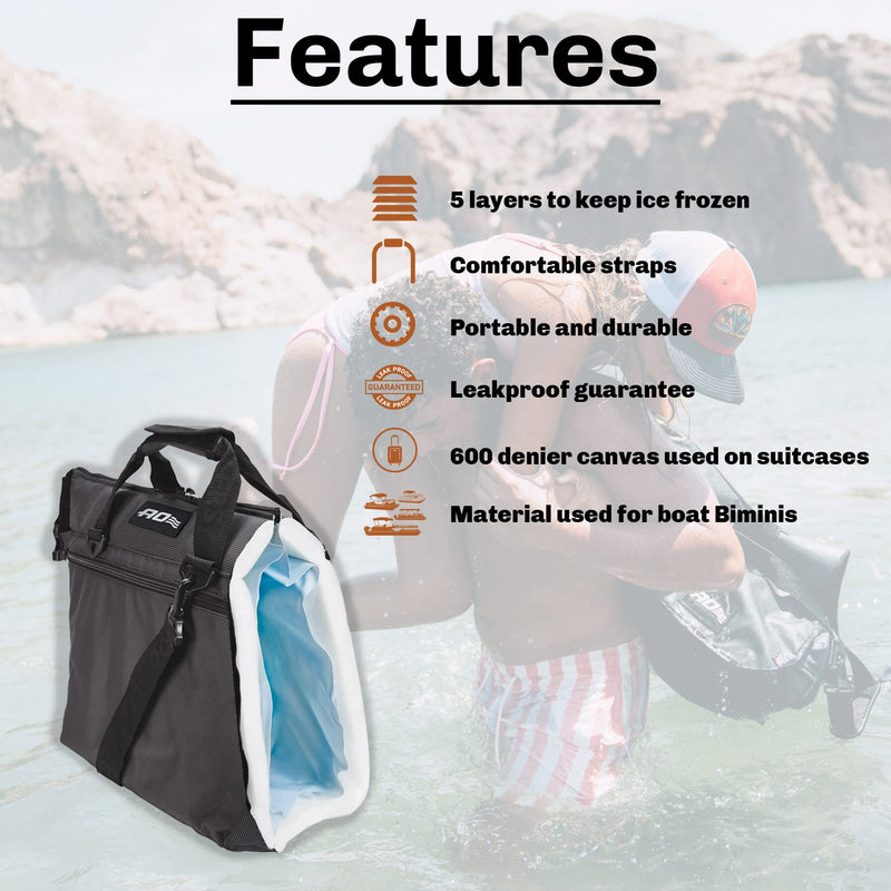 Backpack AO Coolers Soft Cooler High-Density Insulation, Black, 18-Can