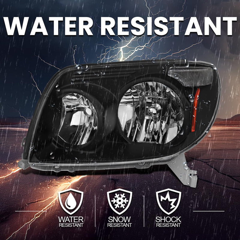 Black Headlights SPEC-D TUNING Compatible with 2003-2005 Toyota 4Runner, Left + Right Head Lamps Assembly