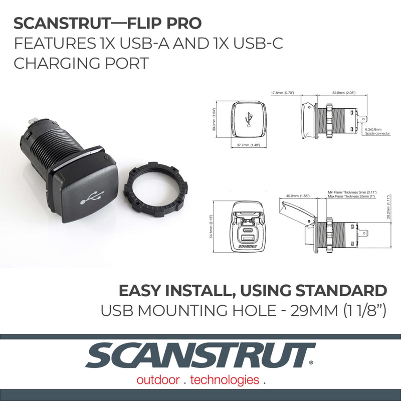 Flip Pro Scanstrut Fast Charge Dual USB Socket