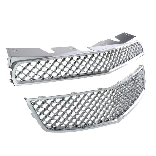 Chrome Mesh Front Hood Grill Grille Spec-D Tuning Compatible with Chevy Equinox 2010-2015 Upper+Lower