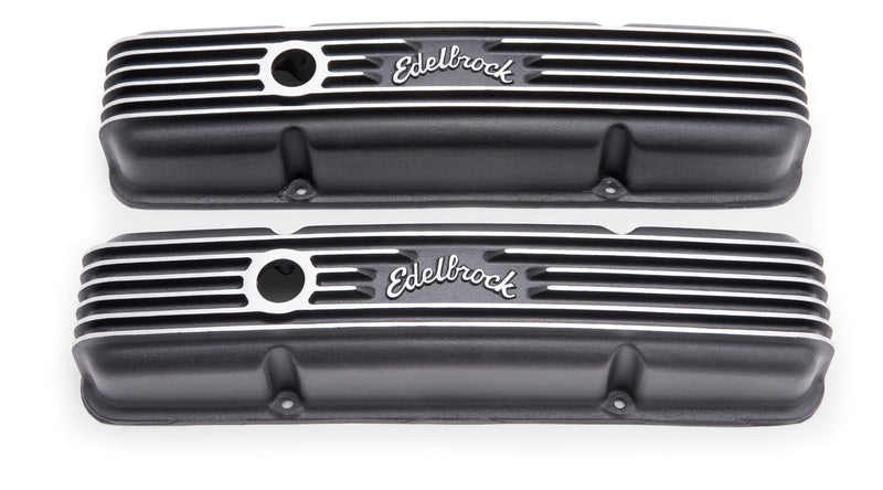 Edelbrock Valve Cover 41433 For Use w/59 Through 86 Small Block Chevy 1 Oil Hole Black Finish