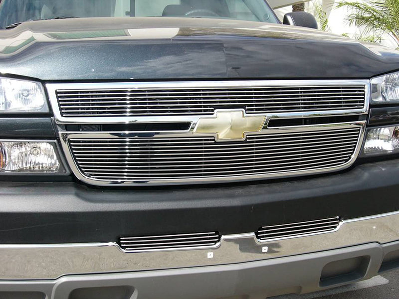 Billet Grille Compatible with Chevrolet Silverado (2006-2007), Polished, 2 Pc, Overlay - PN #21106