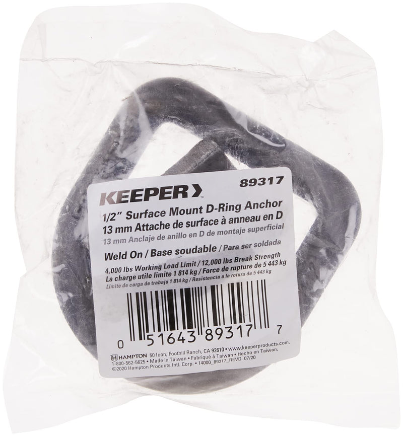 1/2" Keeper Weld-On Surface Mount D-Ring Anchor