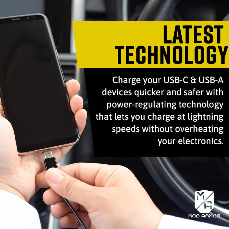 Mob Armor Dual USB 38w Quick-Charge Car Charger A + C - Fast Charging Adapter - Car Charger Adapter - Car Phone Charger - Phone Charger C Type & A Type (Black)
