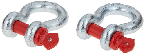 D-Ring Shackle Kit, Silver with Red pin Rugged Ridge, 3/4 inch, Steel, Pair | 11235.01