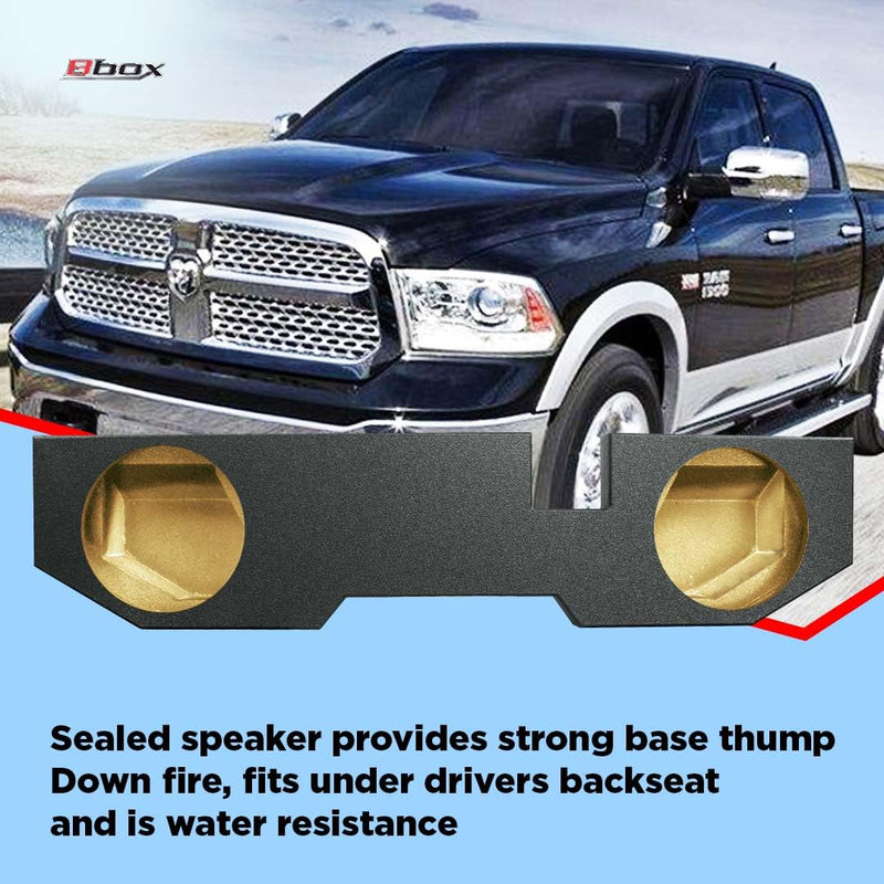 Atrend Bbox 12 Inch Dual Sprayliner Subwoofer Sealed Enclosure - Fits 2002 - 2018 Dodge Ram Quad Cab - Sprayliner Car Subwoofer Boxes & Enclosures - Subwoofer Box Audio Quality, Sound and Bass
