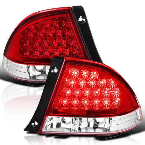 Chrome Red Tail Lights SPEC-D TUNING Compatible with 2001-2005 Lexus IS300, Left + Right Pair Assembly