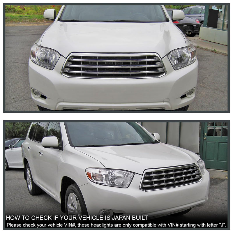 Chrome Headlights SPEC-D TUNING Compatible with 2008-2010 Toyota Highlander models built in Japan only, Left + Right Pair Headlamp Assembly