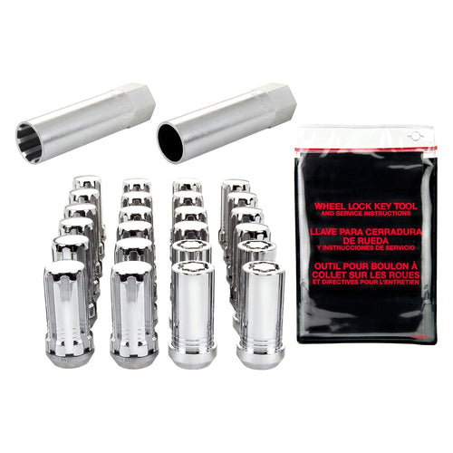 6 Lug McGard Chrome SplineDrive Wheel Installation Kit (M14 x 1.5 Thread Size); Set of 20 Lug Nuts, 1 Installation Tool, 4 Wheel Locks, 1 Key, Key Storage Pouch